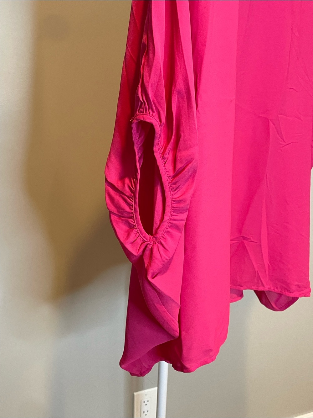 New York & Company Bright Pink Draped Blouse - Picture 2 of 4